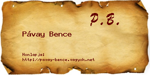 Pávay Bence névjegykártya